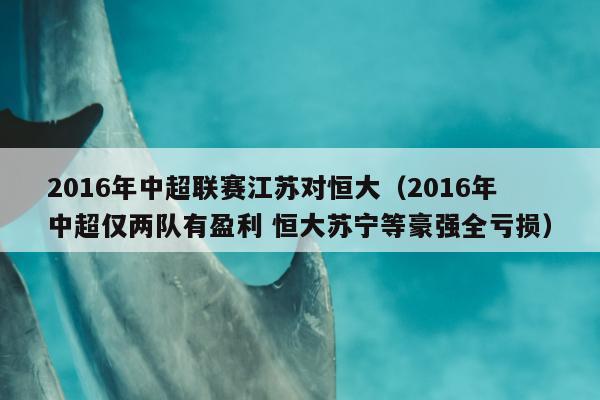 2016年中超联赛江苏对恒大（2016年中超仅两队有盈利 恒大苏宁等豪强全亏损）