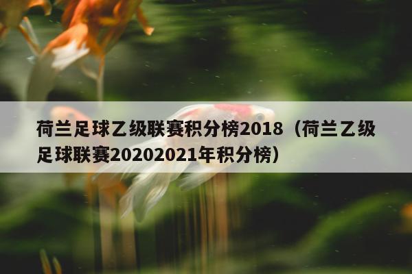 荷兰足球乙级联赛积分榜2018（荷兰乙级足球联赛20202021年积分榜）